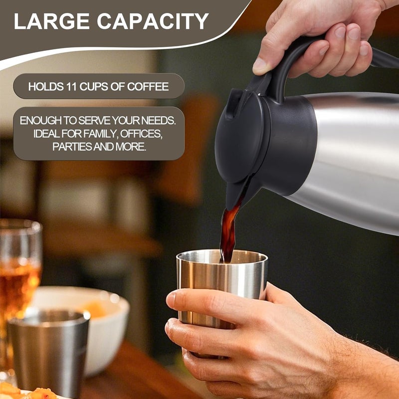 TIPTAP 70oz Thermal Coffee Carafe, Stainless Steel Insulated Vacuum Coffee Carafes For Keeping Hot and Cold, 2 Liter Beverage Dispenser - Image 4